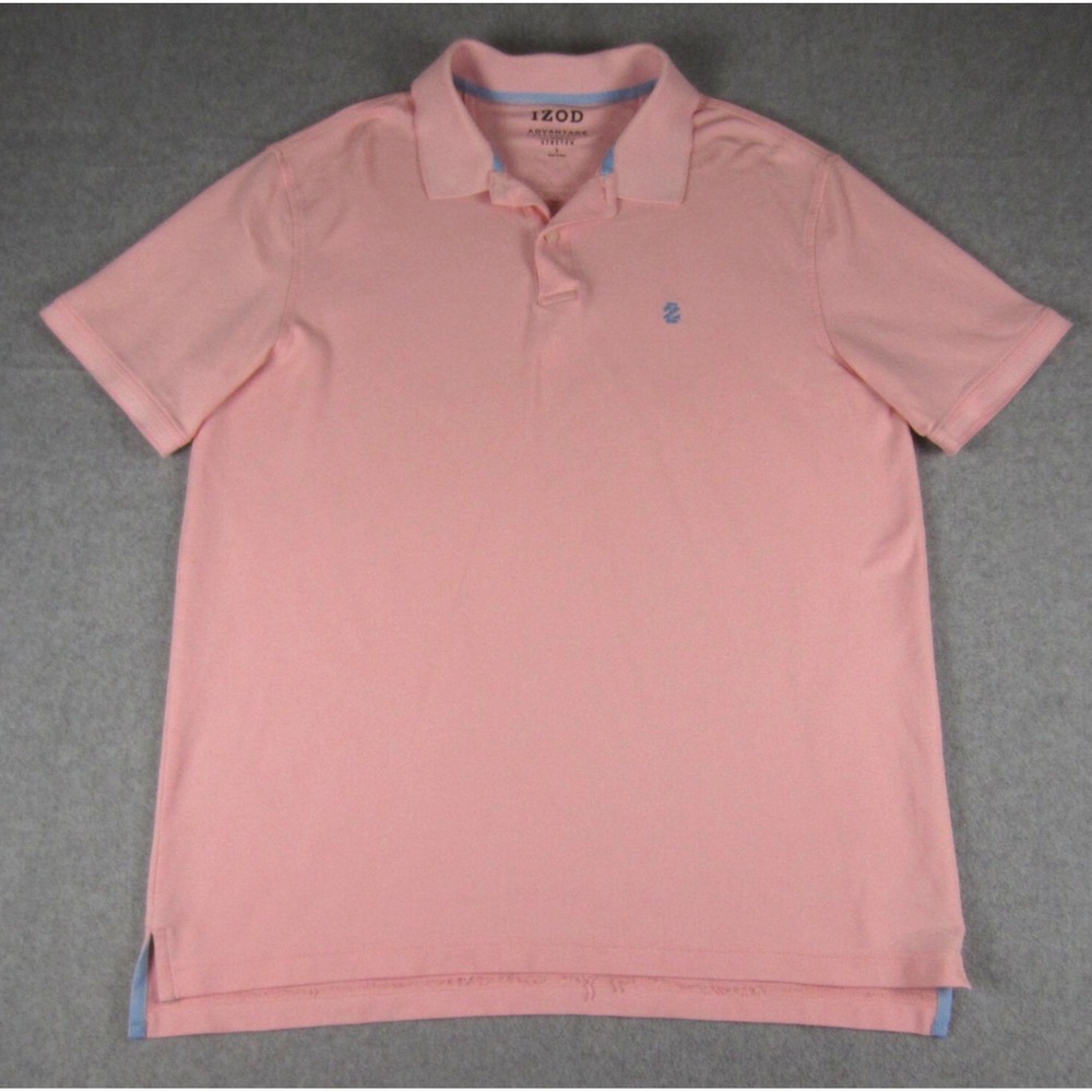 IZOD Advantage Performance Polo Mens L Pink Natural Stretch Golf Shirt‎ Solid
